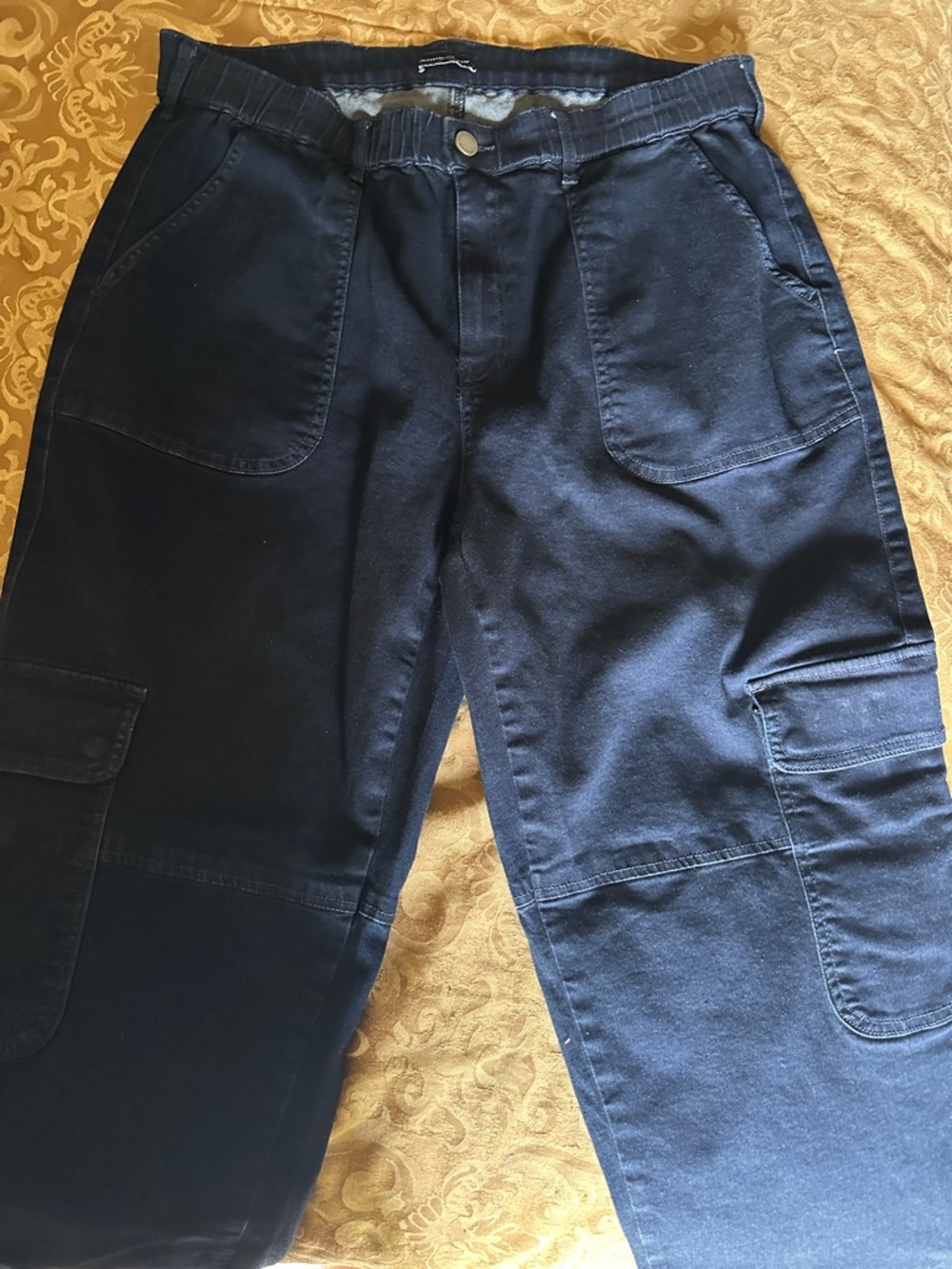 Universal Standard utility cargo dark denim jeans. 25” inseam. Approx. size 16